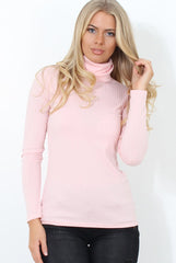 Jaro Pink Ribbed Cowl Neck Top