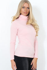 Jaro Pink Ribbed Cowl Neck Top