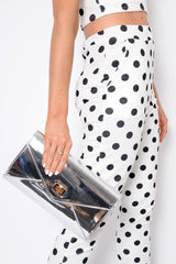 Silver Metallic Envelope Chain Strap Clutch Bag - Jasey