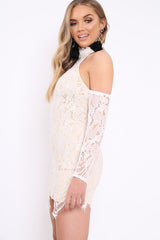 White Lace Halter Neck Dress - Jaslynn