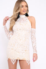 White Lace Halter Neck Dress - Jaslynn