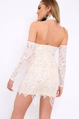 White Lace Halter Neck Dress - Jaslynn