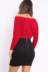 Red Chunky Knit Cropped Jumper - Jasmin