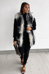 White and Black Faux Fur Gilet - Jordana