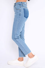 Denim Blue Fake Pocket Star Jeans - Jaydy