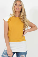 Mustard Block Cap Sleeve Tee- Jayla