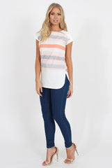 Orange and White Stripe Tee - Jayla