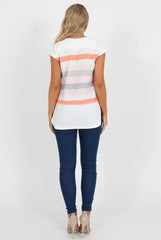 Orange and White Stripe Tee - Jayla