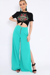 Black L'amour Glitter Floral Slogan T-shirt - Jaynee