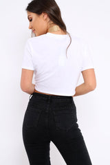 White L'amour Glitter Floral Slogan T-shirt - Jaynee