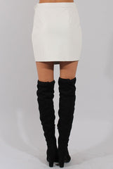 White PU Wrap Around Mini Skirt - Jazlyn