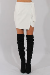 White PU Wrap Around Mini Skirt - Jazlyn