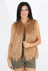Jazmin Camel Faux Fur Gilet