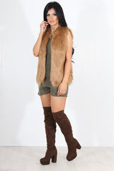 Jazmin Camel Faux Fur Gilet