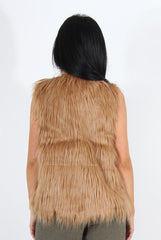 Jazmin Camel Faux Fur Gilet