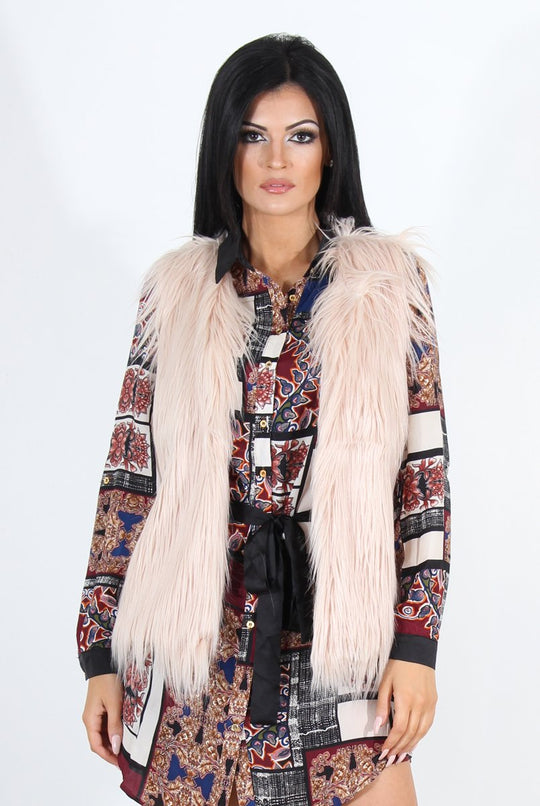 Jazmin Nude Faux Fur Gilet