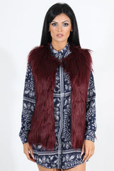 Jazmin Wine Faux Fur Gilet