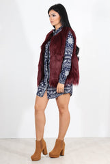 Jazmin Wine Faux Fur Gilet