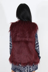 Jazmin Wine Faux Fur Gilet