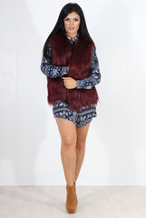Jazmin Wine Faux Fur Gilet