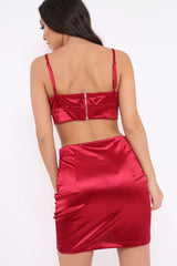 Wine Crop top and Skirt Co-ord - Jazmina