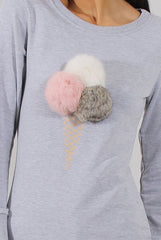 Grey Fluffy Ice Cream Jumper - Noella