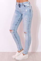 Light Blue High Waisted Super Skinny Jeans -Olivia