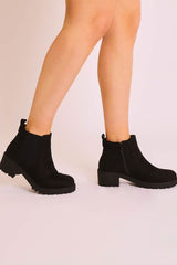 Black Faux Suede Chelsea Style Ankle Boot - Jeanie