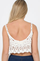 White Crochet Crop Top - Jeanie