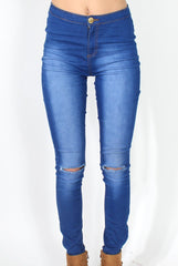 Caprice Bright Blue High Waisted Skinny Jeans