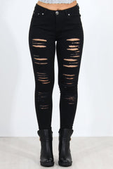 Prim Black Ripped Knee Skinny Jeans