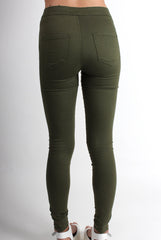 Olivia Khaki High Waisted Super Skinny Jeans