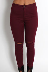 Clara Wine Ripped Knee Jeans