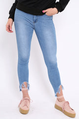 Light Blue Denim Dip Hem Jeans - Carolina