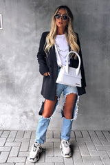 Light Extreme Rip Boyfriend Jeans - Mazy