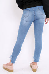 Light Blue Denim Dip Hem Jeans - Carolina