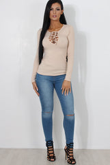 Jeena Stone Tie Front Top