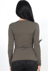 Jeena Khaki Tie Front Top