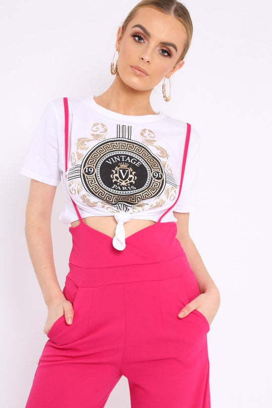 White Vintage Glitter Slogan T-shirt - Jemila