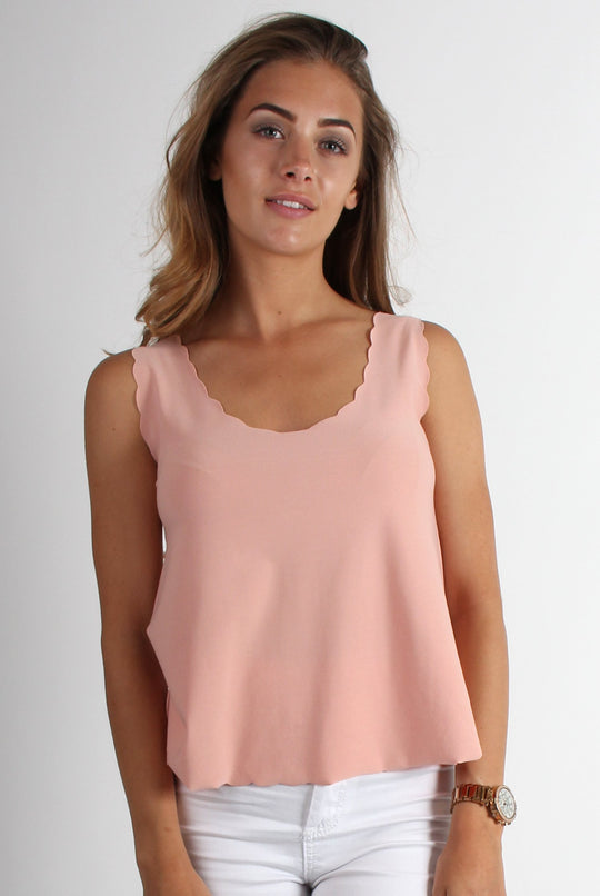 Jemima scallop vest Dusky Pink