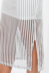 Black and White Stripe Mesh Midi Skirt - Jemima