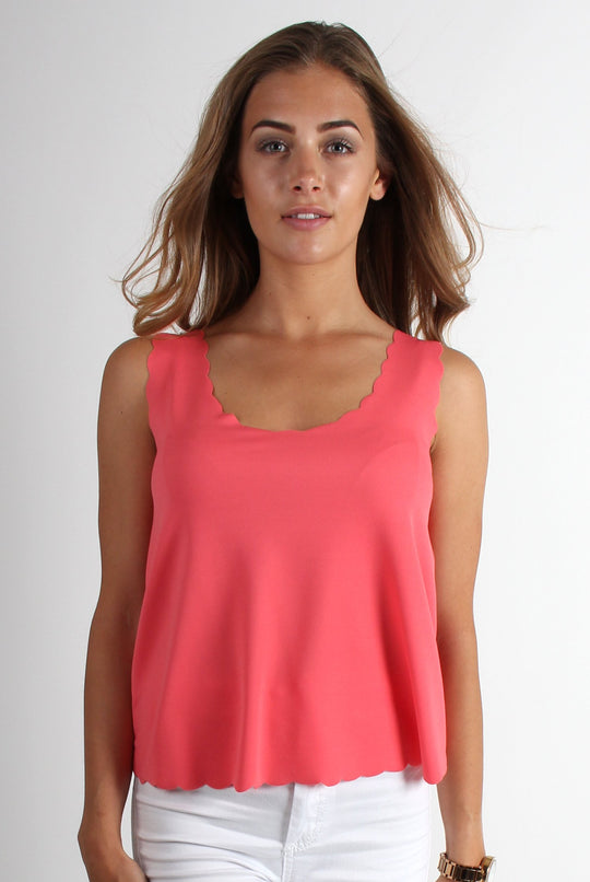 Jemima Scallop Vest Coral