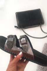 Silver Double Western Buckle Sandals - Jenifer