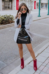 Hounds-tooth Red Tartan Long Blazer - Kerrie