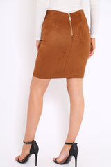 Camel Lace Up Suedette Skirt - Jenna