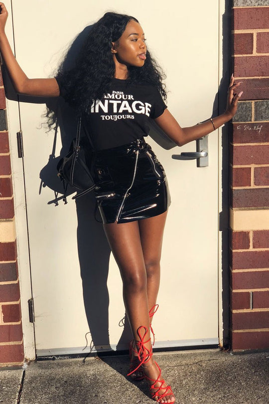 Black Amour Vintage Slogan T-shirt - Jennie