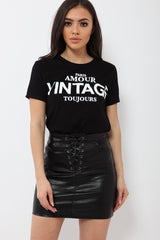 Black Amour Vintage Slogan T-shirt - Jennie
