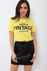 Yellow Amour Vintage Slogan T-shirt - Jennie