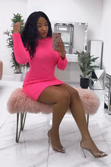Neon Pink Slash Neck Jumper Dress - Jeslyn