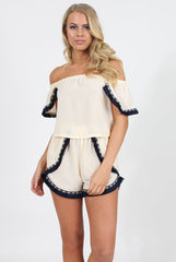 Cream Bardot Two Piece - Jessica